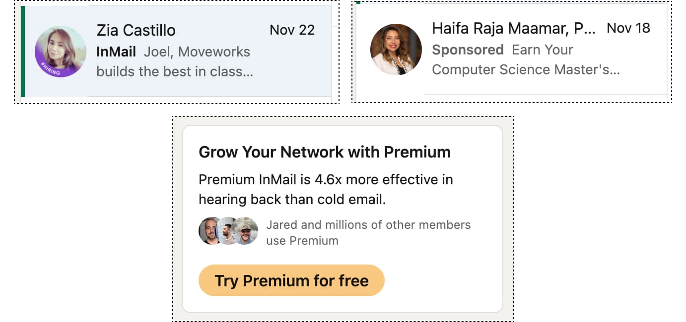 Linkedin screenshots